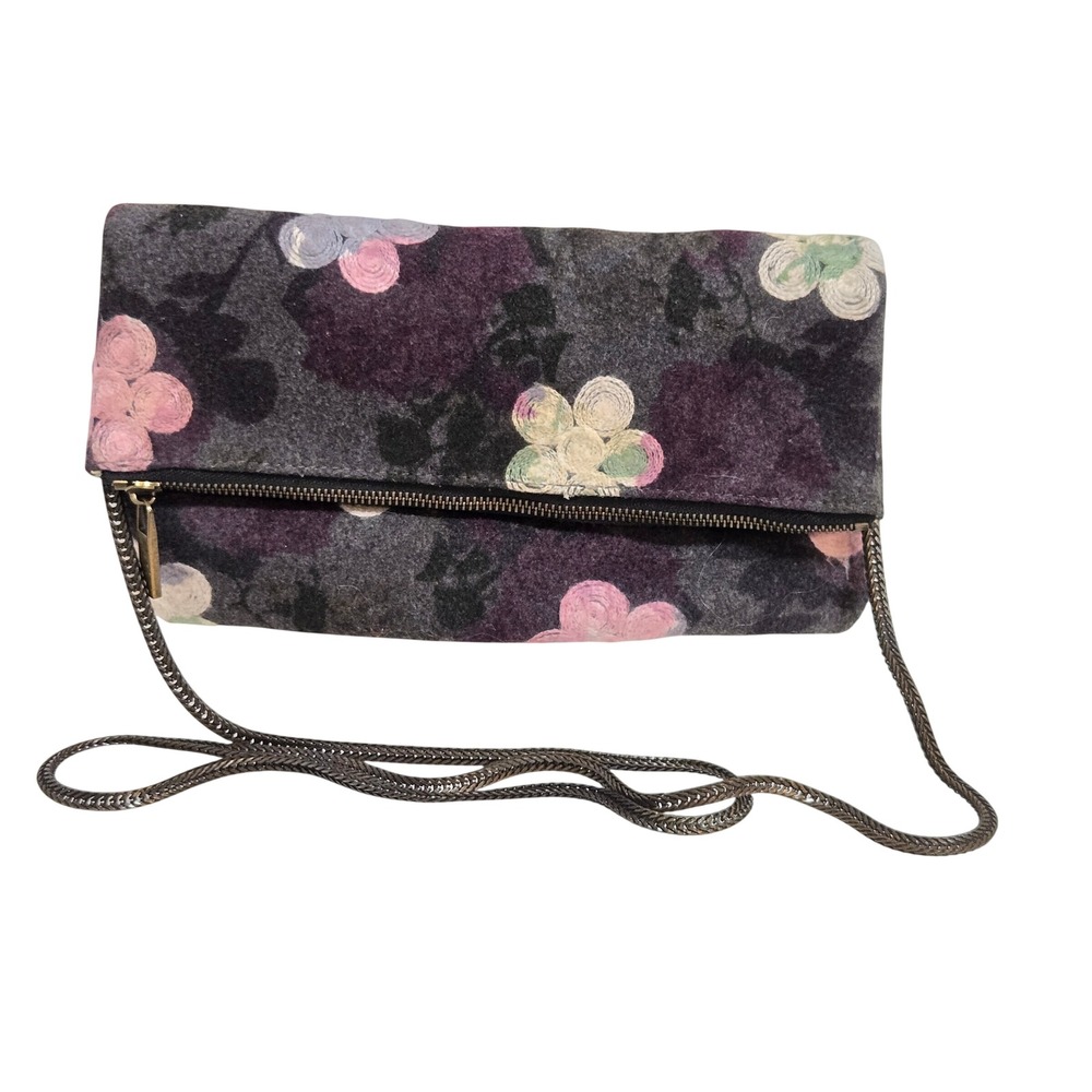 Anthropologie Deux Lux Foldover Petal Pouch Clutch Floral Felt Crossbody Bag